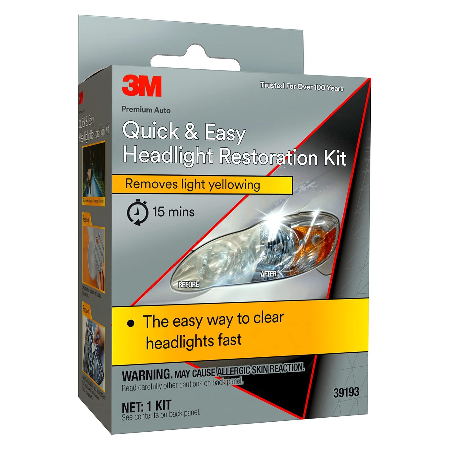 3M™ Quick and Easy Headlight Restoration Kit 39193, 4/Case