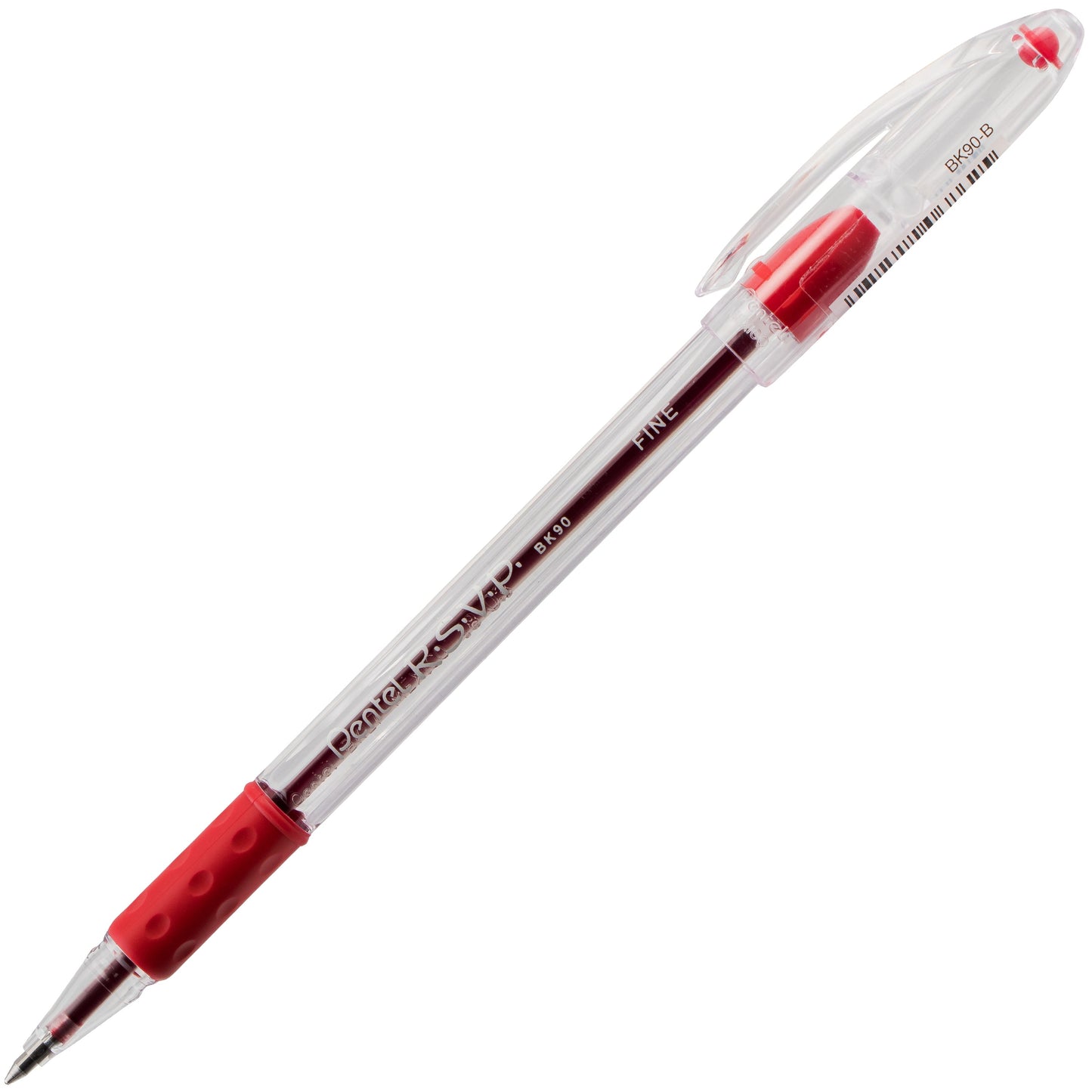 Pentel RSVP Ballpoint Pen, (0.7mm) Fine Line, Red Ink (BK90-B)