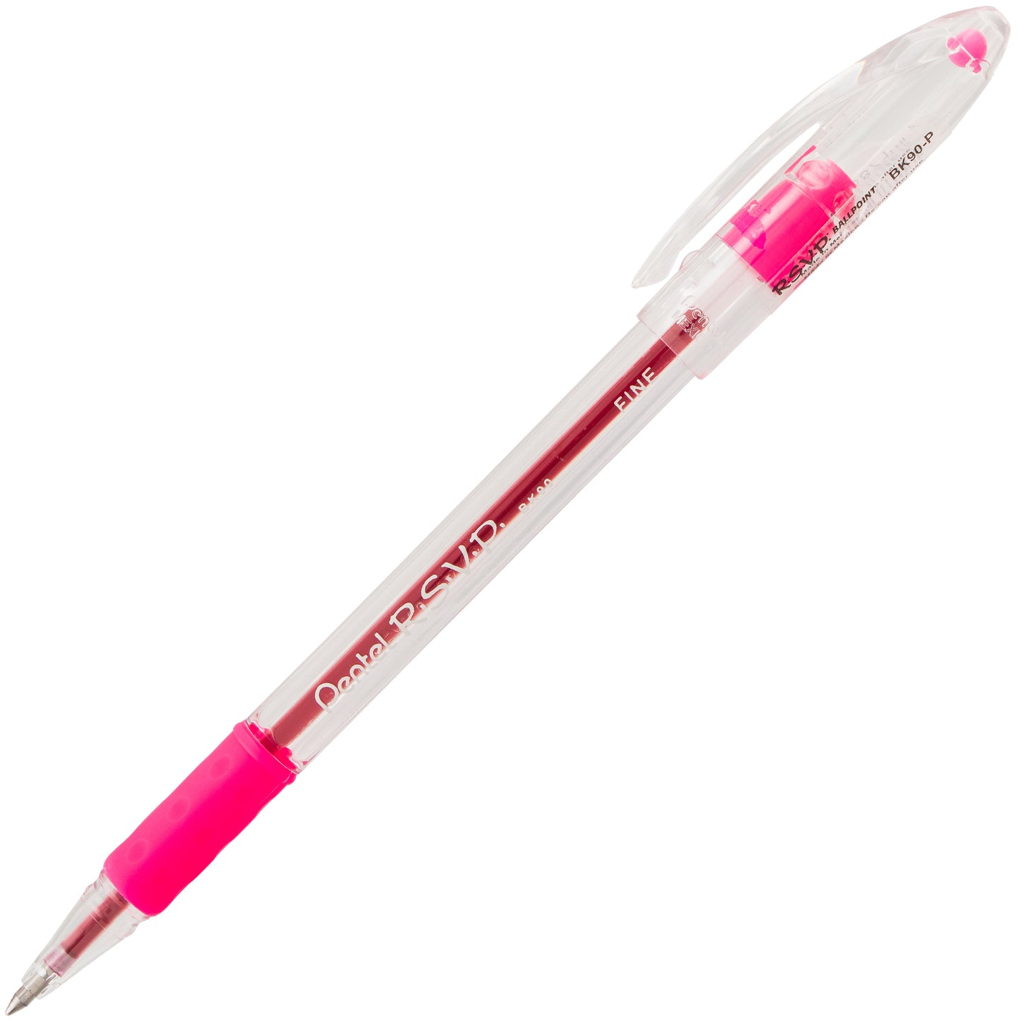 RSVP Ballpoint Pen, (0.7mm) Fine Line, Pink Ink (BK90-P)