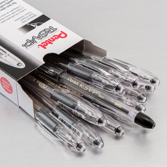 Pentel RSVP Ballpoint Pen, (1.0mm) Medium Line, Black Ink (BK91-A)