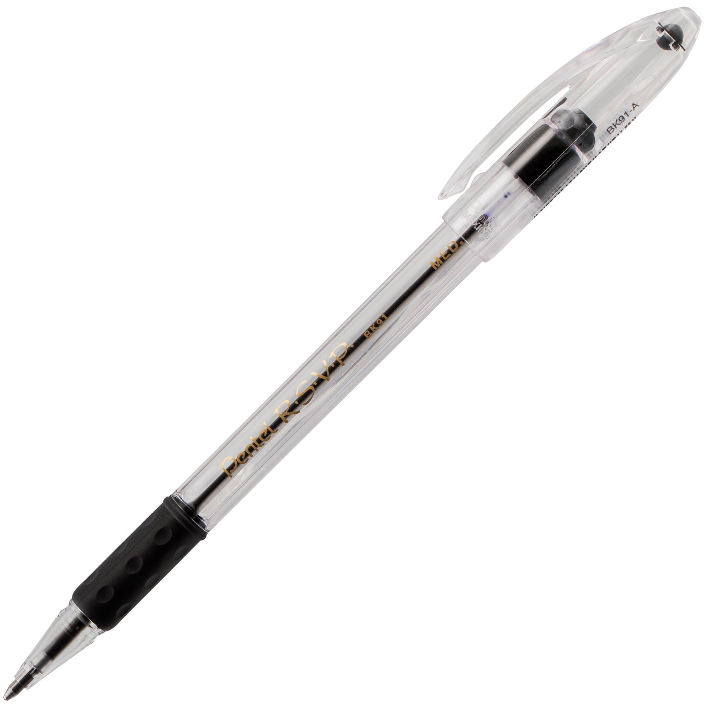 Pentel RSVP Ballpoint Pen, (1.0mm) Medium Line, Black Ink (BK91-A)