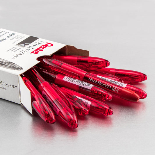 RSVP Mini Ballpoint Pen, (1.0mm) Medium Line, Red Ink (BK91MNB-B)