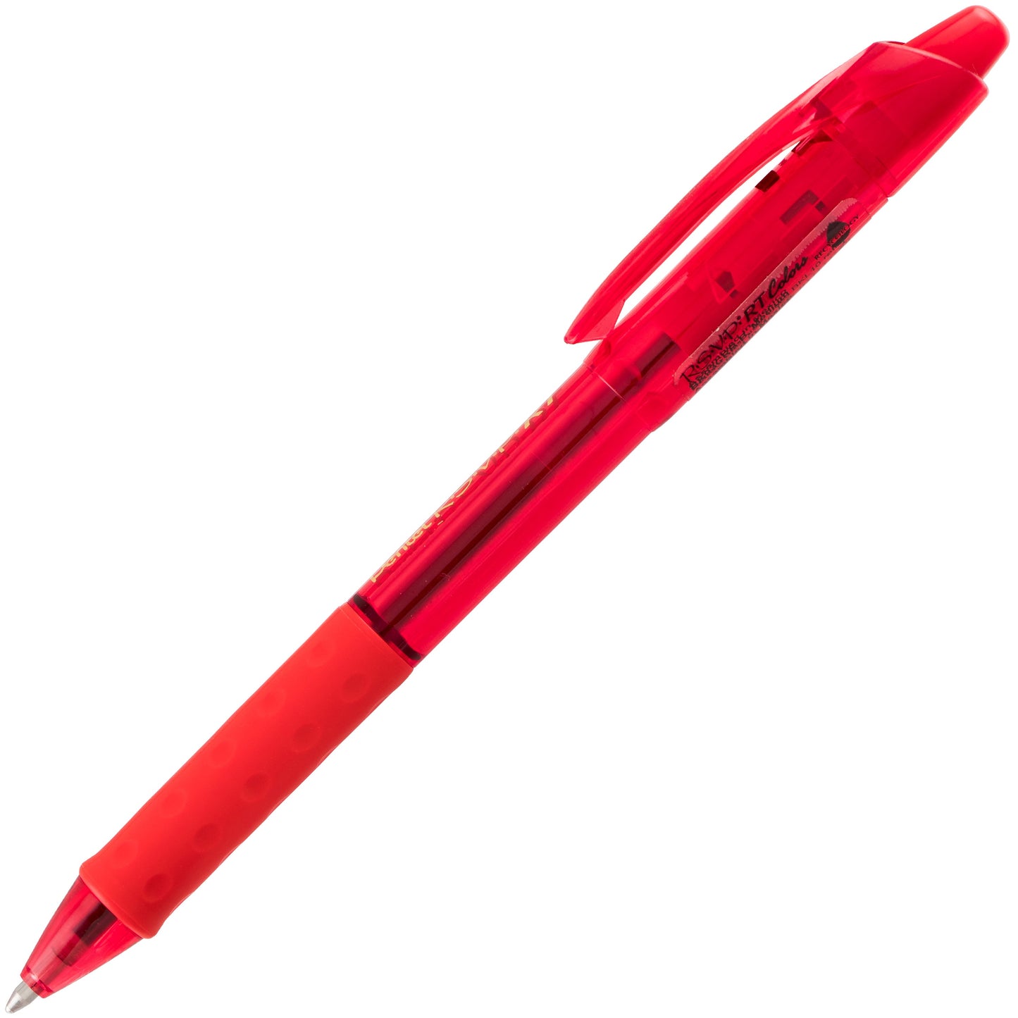 RSVP RT COLORS Retractable Ballpoint Pen, (1.0mm) Medium Line, Red Barrel, Red Ink (BK93CRB-B)