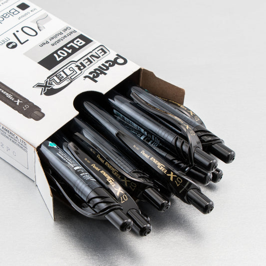 EnerGel-X Retractable Liquid Gel Pen, (0.7mm) Metal Tip, Black Ink (BL107-A)