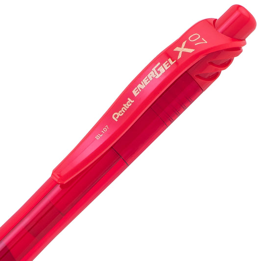Pentel EnerGel-X Retractable Liquid Gel Pen, (0.7mm) Metal Tip, Red Ink (BL107-B)
