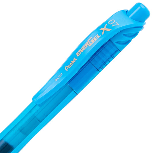 Pentel EnerGel-X Retractable Liquid Gel Pen, (0.7mm) Metal Tip, Medium Line, Sky Blue Ink (BL107-S), 48 Dozen