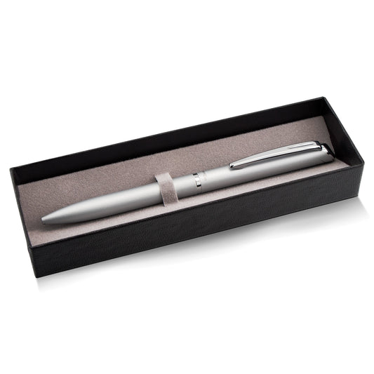 Pentel EnerGel Style Gel Pen, (0.7mm) Medium Line, Silver barrel, Black Ink, Gift Box w/ Belly Band (BL2007ZABX), 24 Each