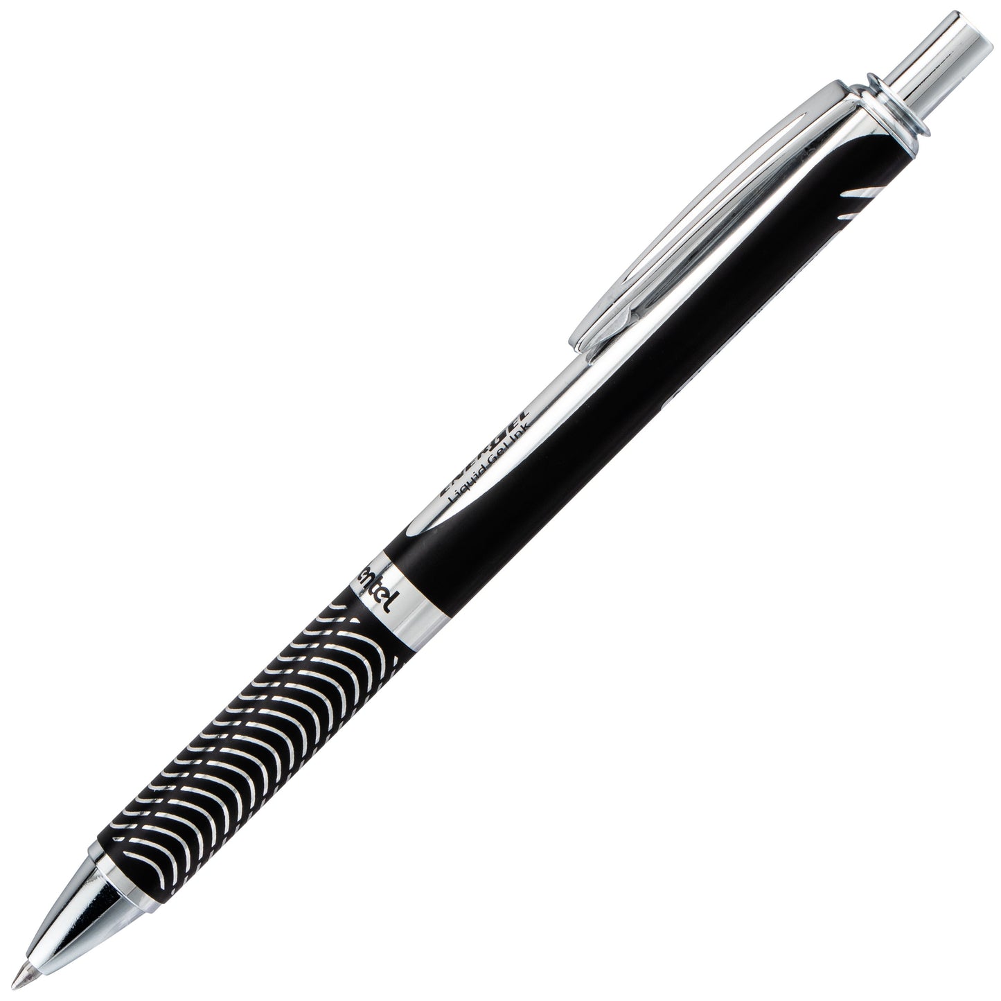 EnerGel Alloy Retractable Premium Liquid Gel Pen, (0.7mm) Metal Tip, Medium Line,Black Barrel, Black Ink (BL407A-A)