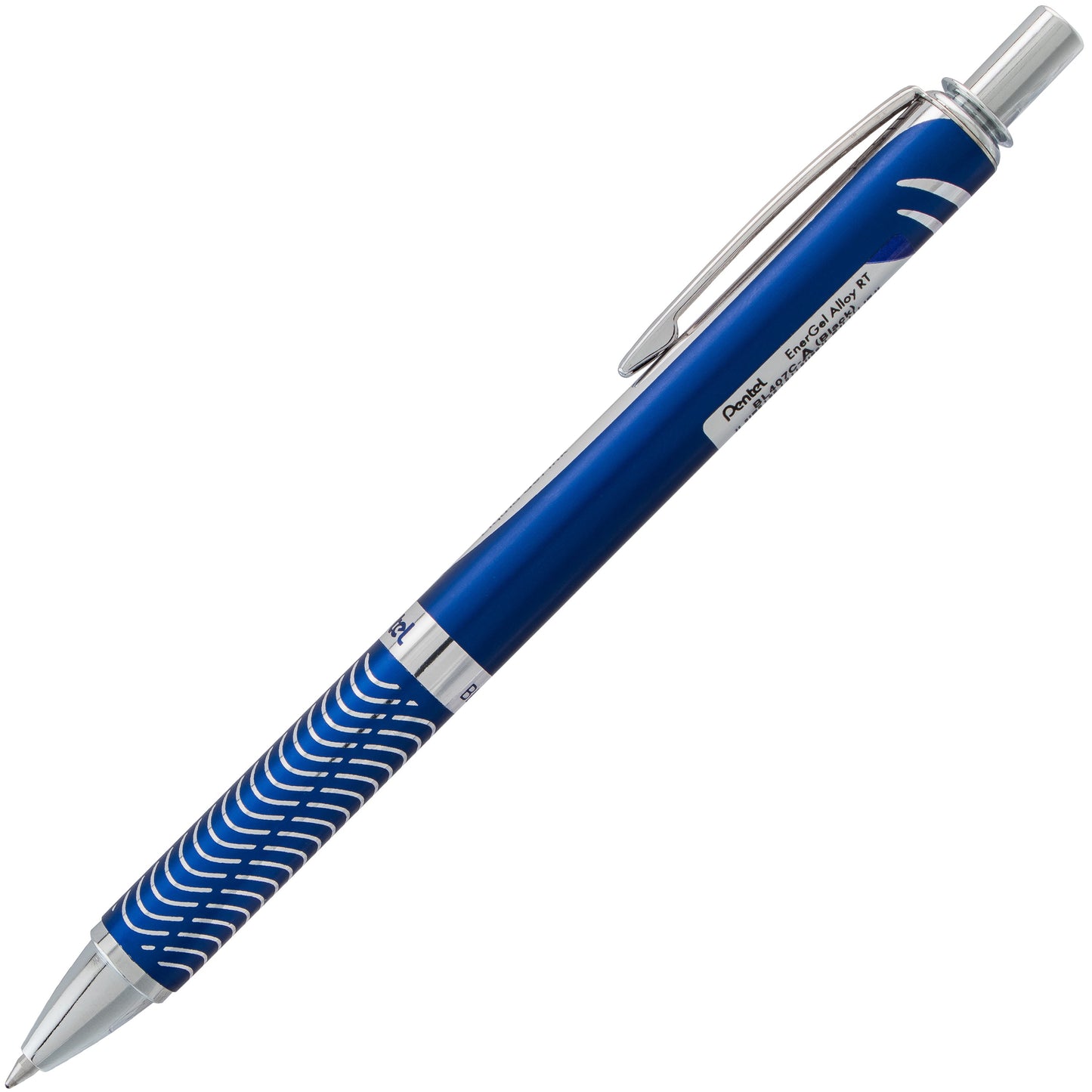 EnerGel Alloy Retractable Premium Liquid Gel Pen, (0.7mm) Metal Tip, Medium Line, Blue Barrel, Black Ink (BL407C-A)