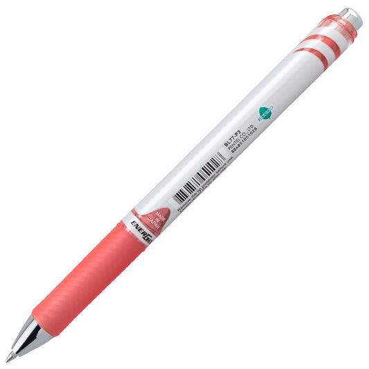 EnerGel RTX Retractable Liquid Gel Pen, (0.7mm) Medium line, Coral Pink Ink (BL77-P3)