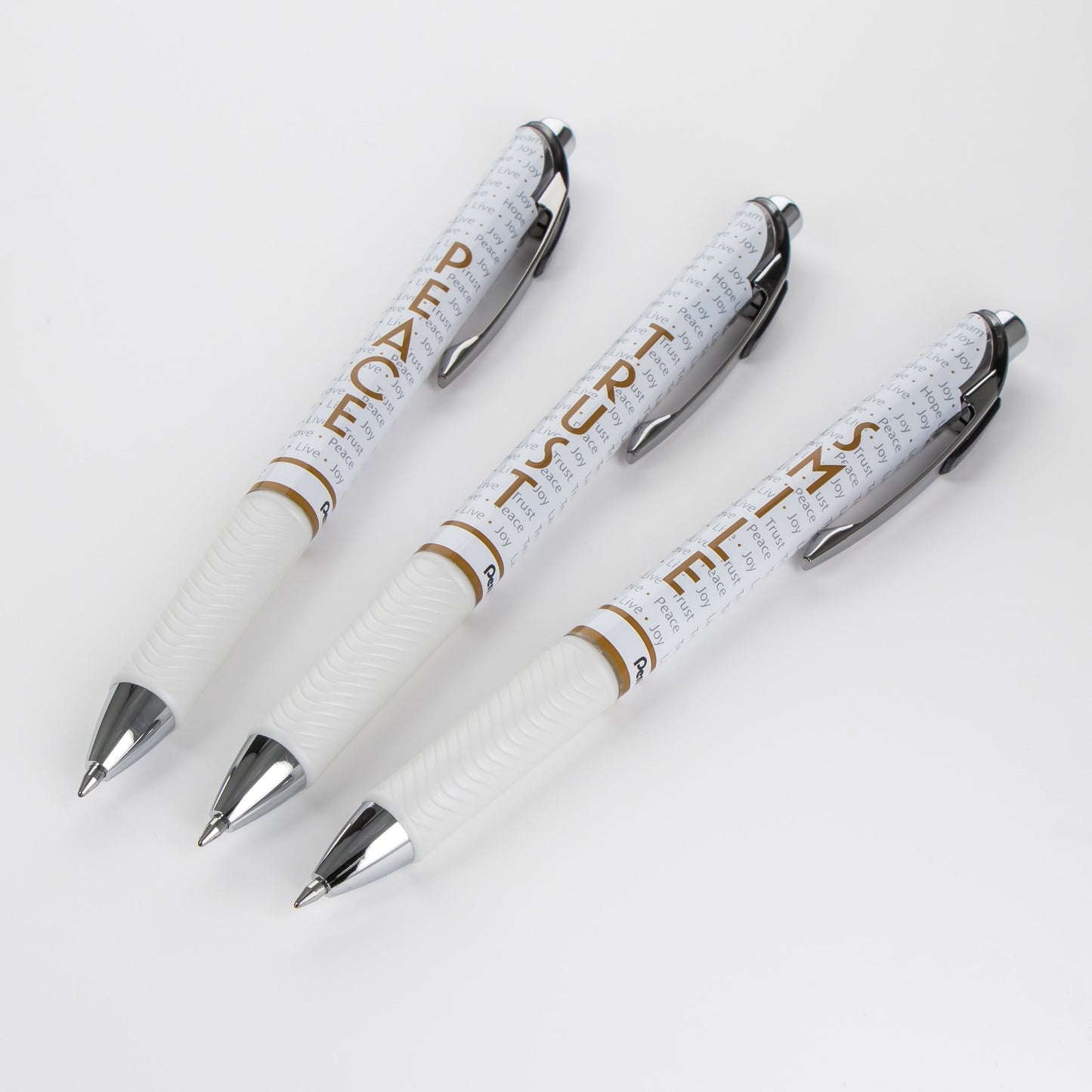 EnerGel Inspire Peace/Trust/Smile, (0.7mm) Medium Line, Black Ink 3-pk (BL77INSPBP3M)