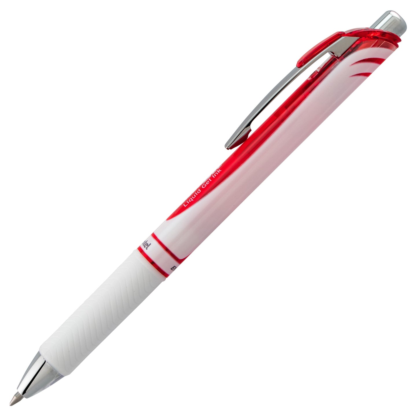 Pentel EnerGel Pearl Retractable Liquid Gel Pen, (0.7mm) Metal Tip, Medium Line, Red Accent, Red Ink (BL77PW-B)