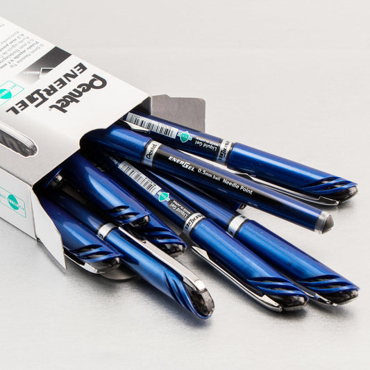 EnerGel NV Liquid Gel Pen, (0.5mm) Needle Tip, Fine Line Capped, Black Ink (BLN25-A)
