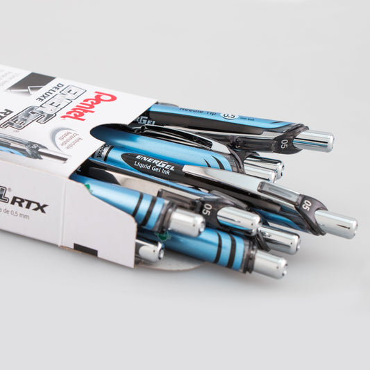 Pentel EnerGel RTX Retractable Liquid Gel Pen, (0.5mm) Needle Tip, Fine Line, Black Ink (BLN75-A), 48 Dozen