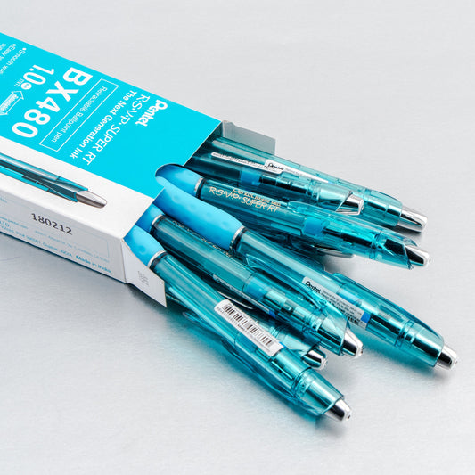 RSVP Super RT Ballpoint Pen, (1.0mm) Medium Line, Sky Blue Ink (BX480-S)