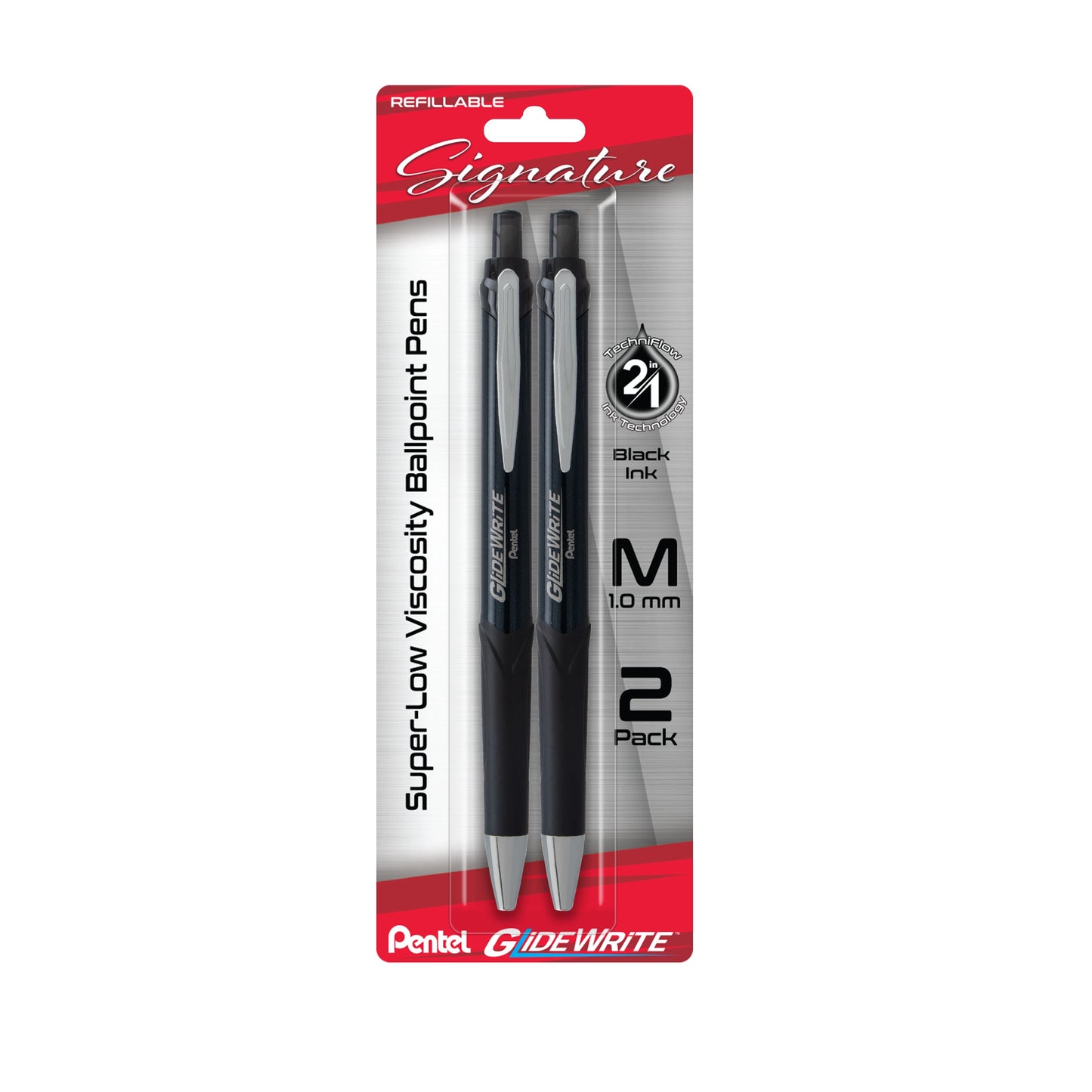 GlideWrite Signature Ballpoint Pen, (1.0mm) medium, black barrel, Black Ink, 2-pk (BX930ABP2A)