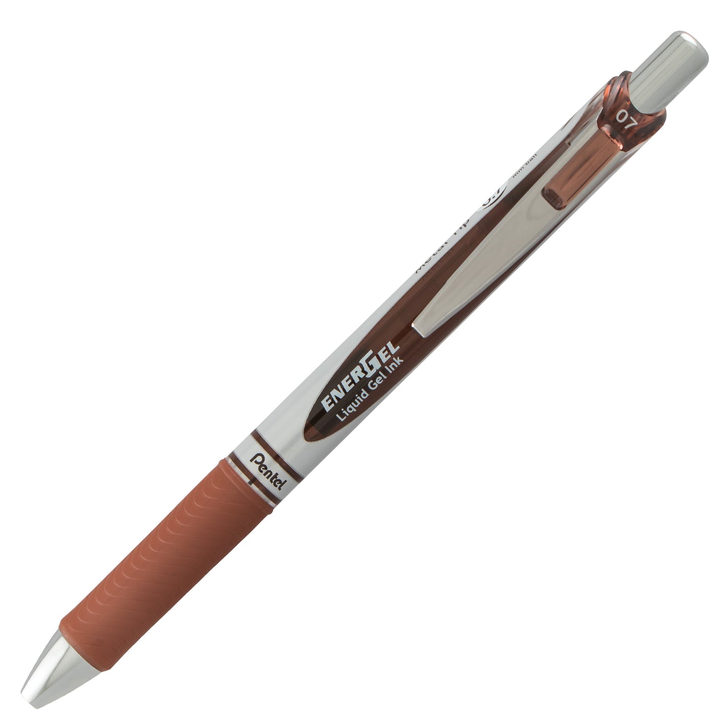EnerGel RTX Retractable Liquid Gel Pen, (0.7mm) Metal Tip, Medium Line, Brown Ink (BL77-E)