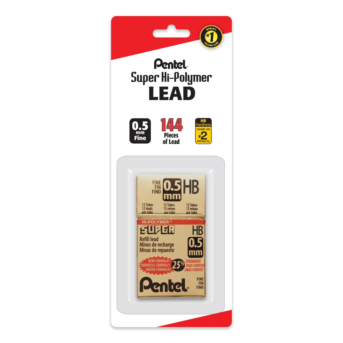 Super Hi-Polymer Lead Refill (0.5mm) Fine, HB, 144 pieces/box 1-Pk (C505BPHB-K6)