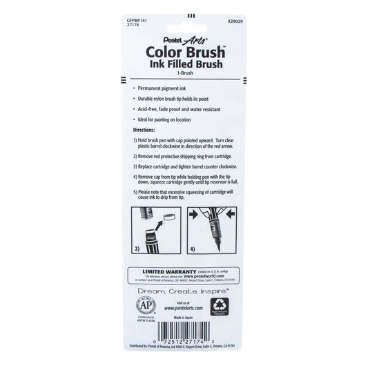 Pentel Arts Color Brush with Pigment Ink, Sepia Ink, 1-pk (GFPBP141)