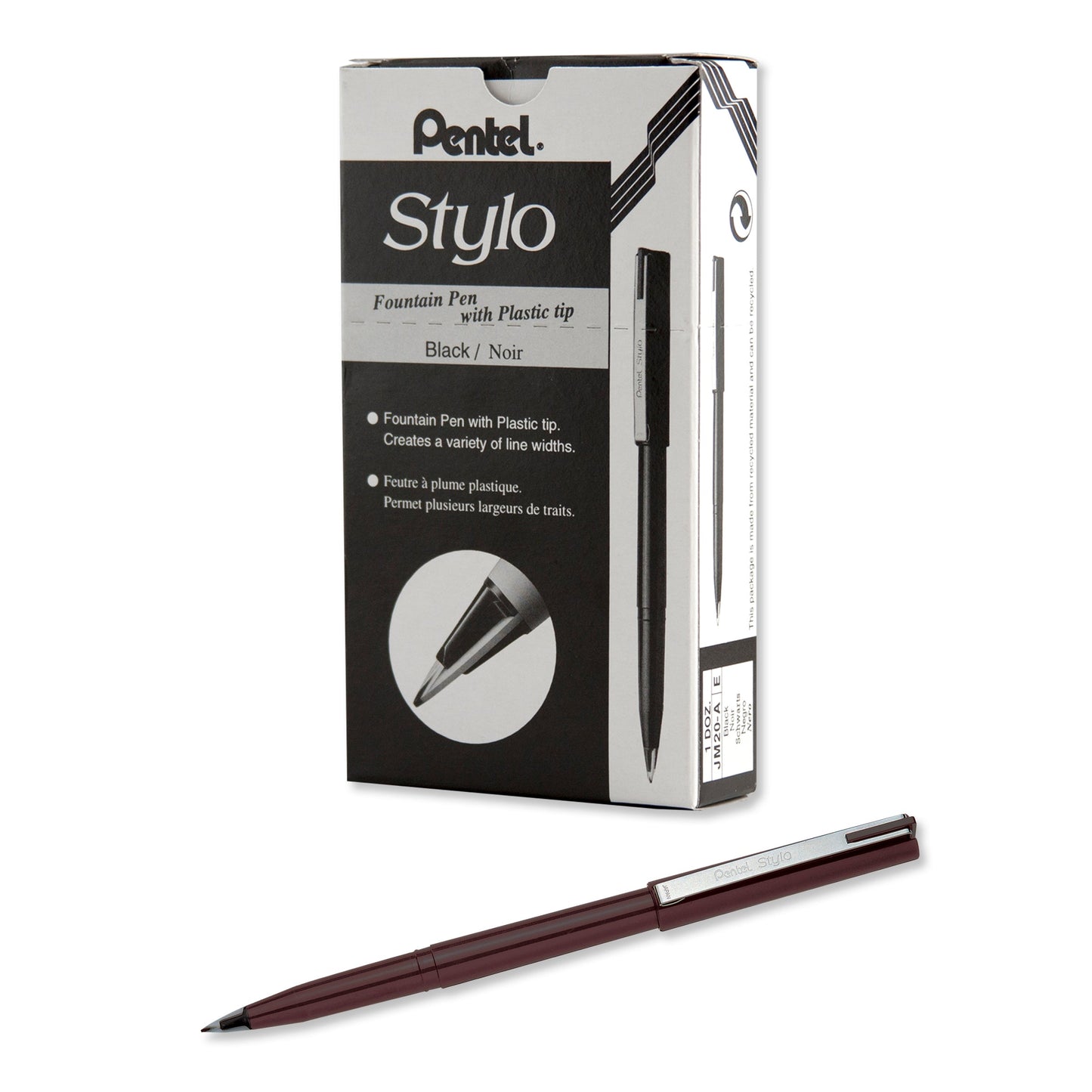 Pentel Arts Stylo Sketch Pen, Black Ink (JM20-AE)