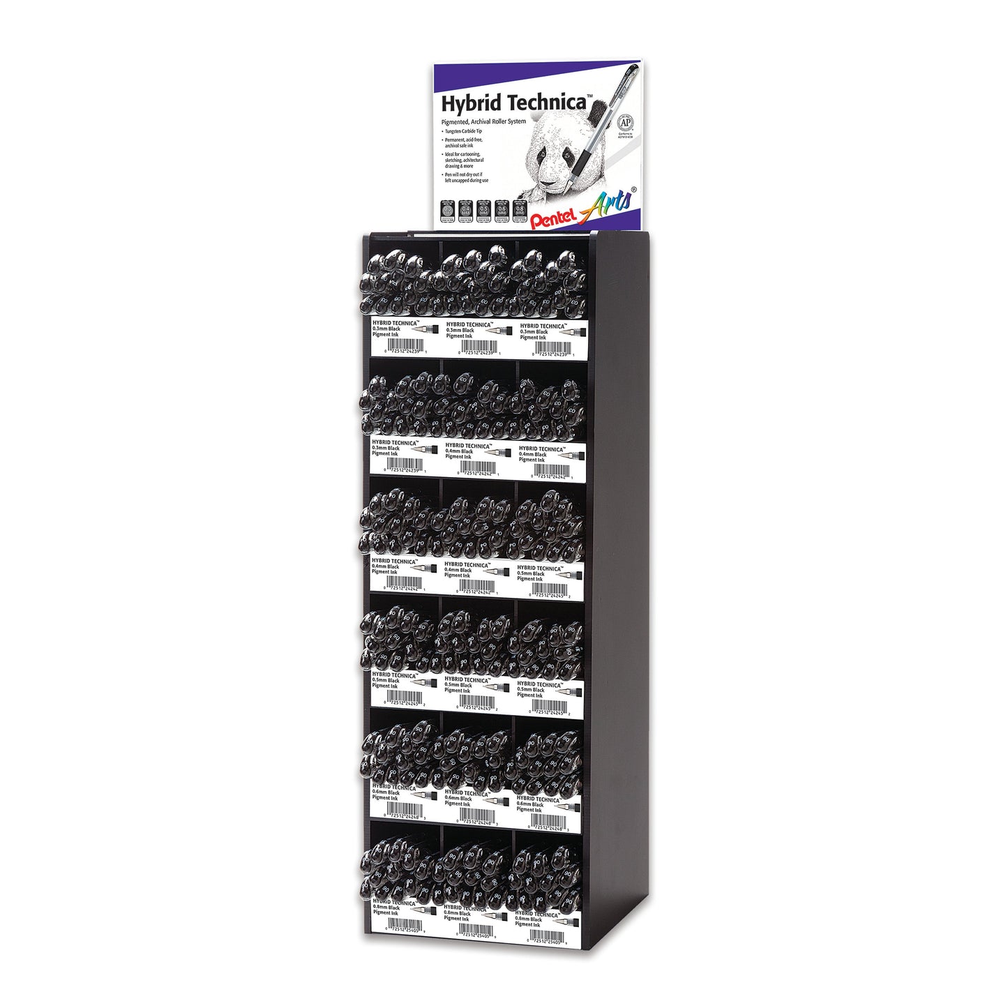 Pentel Arts Hybrid Technica Tower Open Stock Display - 216 Pieces (KN103456-216)