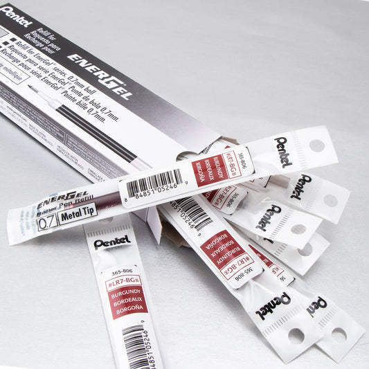 Refill Ink - For EnerGel Gel Pen, 0.7mm Metal Tip, Medium, Burgundy Ink (LR7-BG)