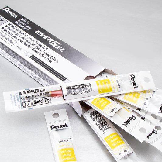 Refill Ink - For EnerGel Gel Pen, 0.7mm Metal Tip, Medium, Yellow Ink (LR7-G)