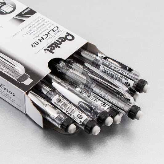 Twist-Erase Click Mechanical Pencil (0.5mm) Clear Barrel, Black Grip (PD275TA)