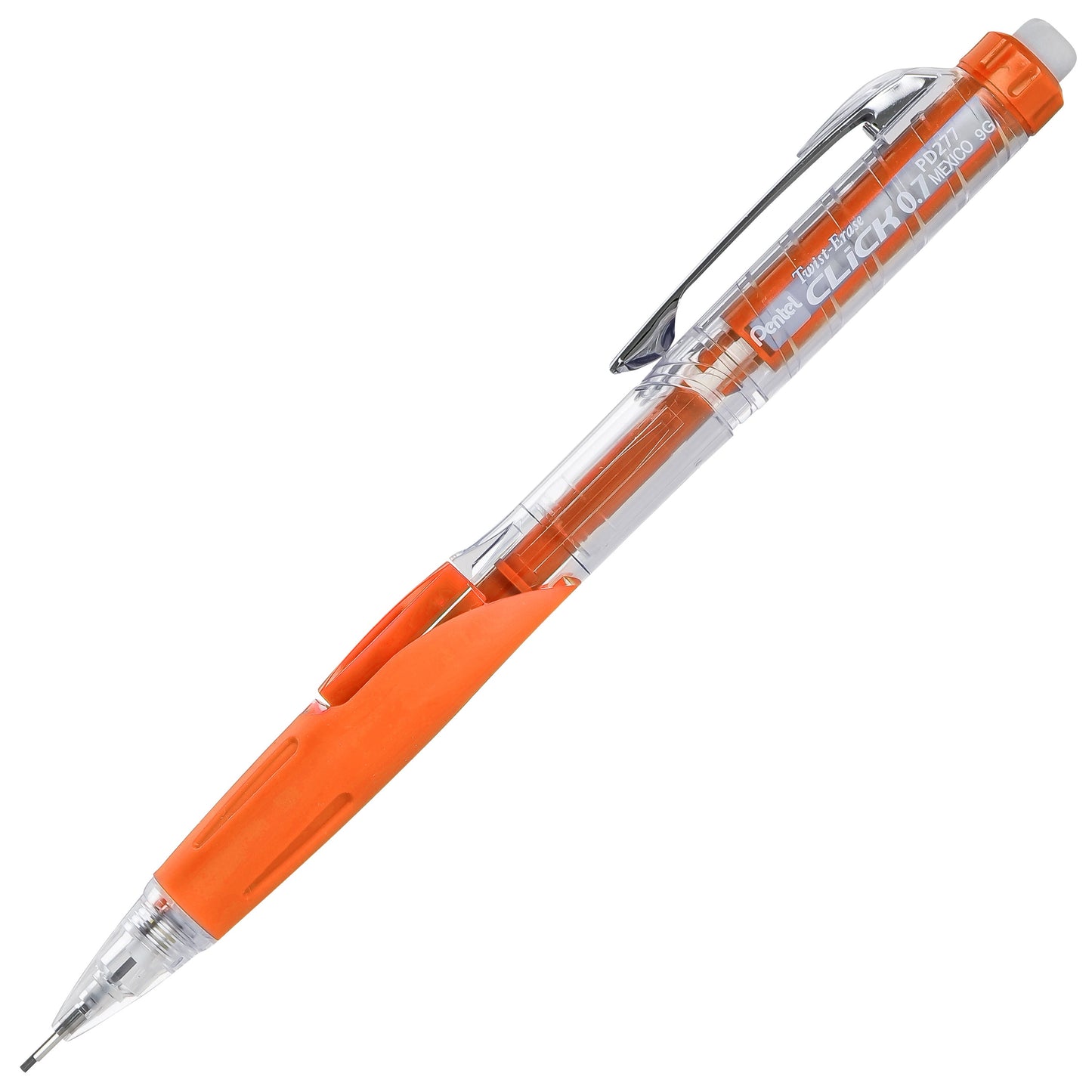 Twist-Erase CLICK Mechanical Pencil, (0.7mm), Clear Barrel, Orange Grip (PD277TF)