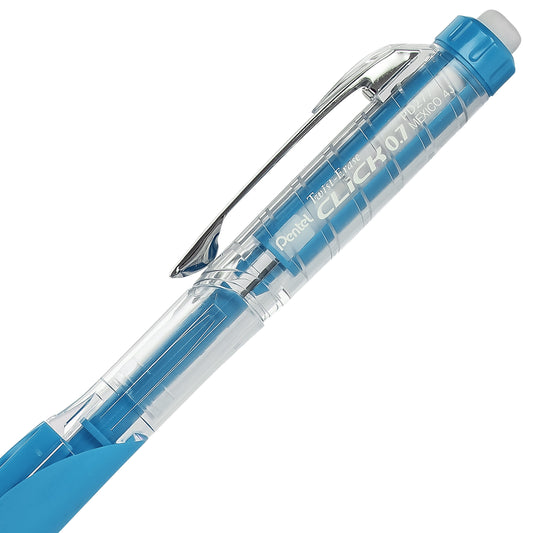 Twist-Erase CLICK Mechanical Pencil, (0.7mm), Clear Barrel, Sky Blue Grip (PD277TS)
