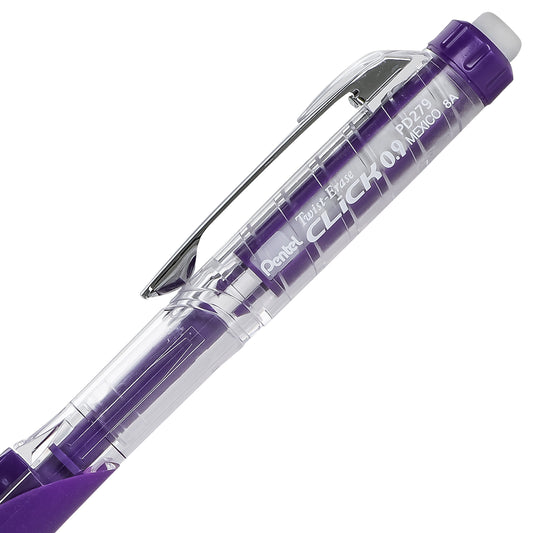 Twist-Erase Click Mechanical Pencil (0.9mm) Clear Barrel, Violet Grip (PD279TV)