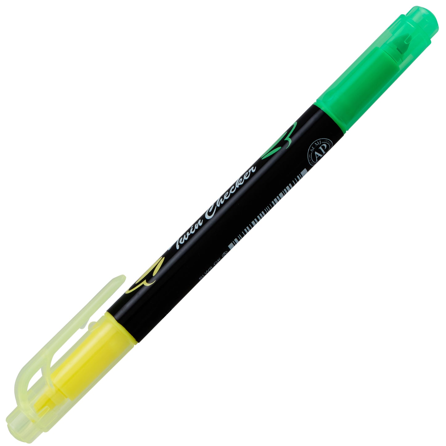 Twin Checker Dual-tip Highlighter, Chisel Tip, Yellow/Green Ink (SLW8-GK)