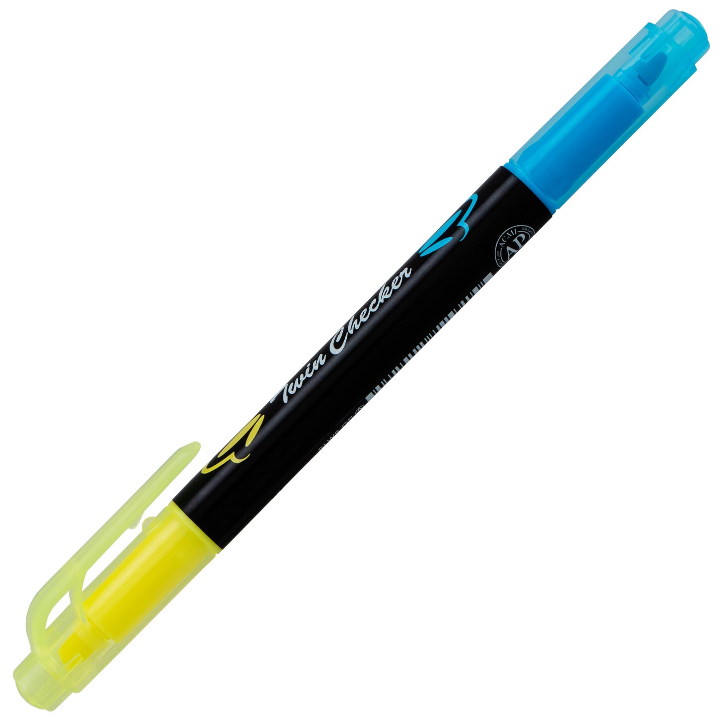 Twin Checker Dual-tip Highlighter, Chisel Tip, Yellow/Blue Ink (SLW8-GS)