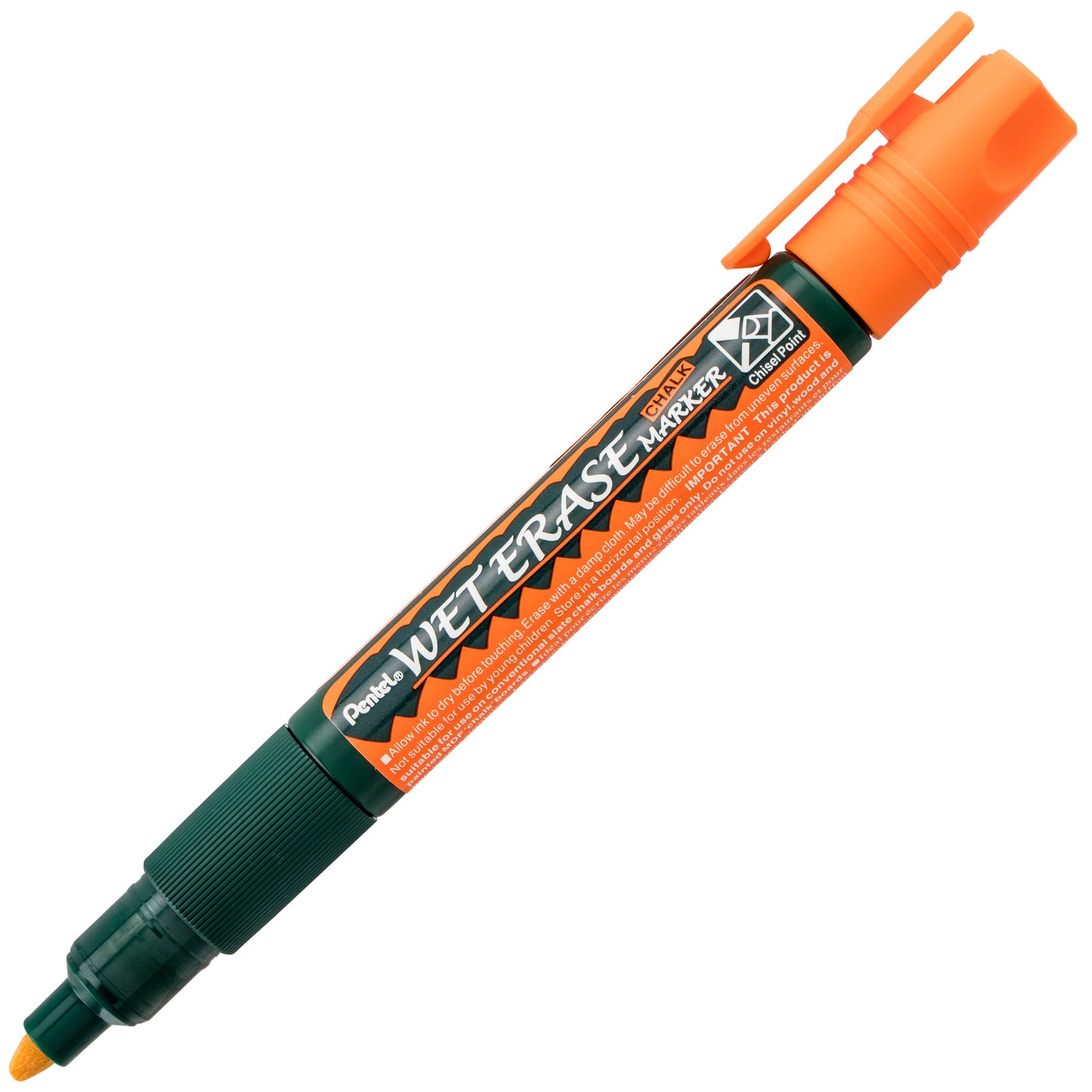 Pentel Arts Wet Erase Chalk Marker, Chisel Tip, Orange Ink (SMW26-F)