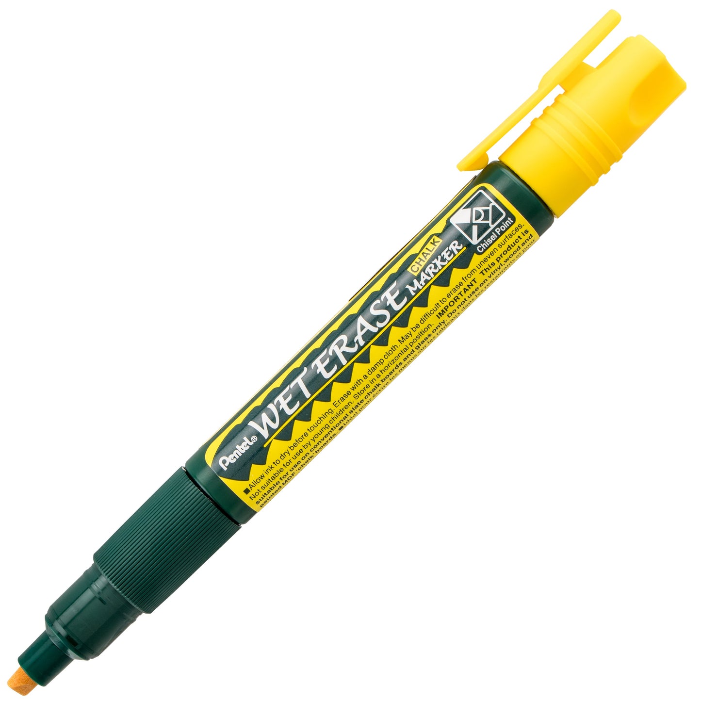 Pentel Arts Wet Erase Chalk Marker, Chisel Tip, Yellow Ink (SMW26-G)