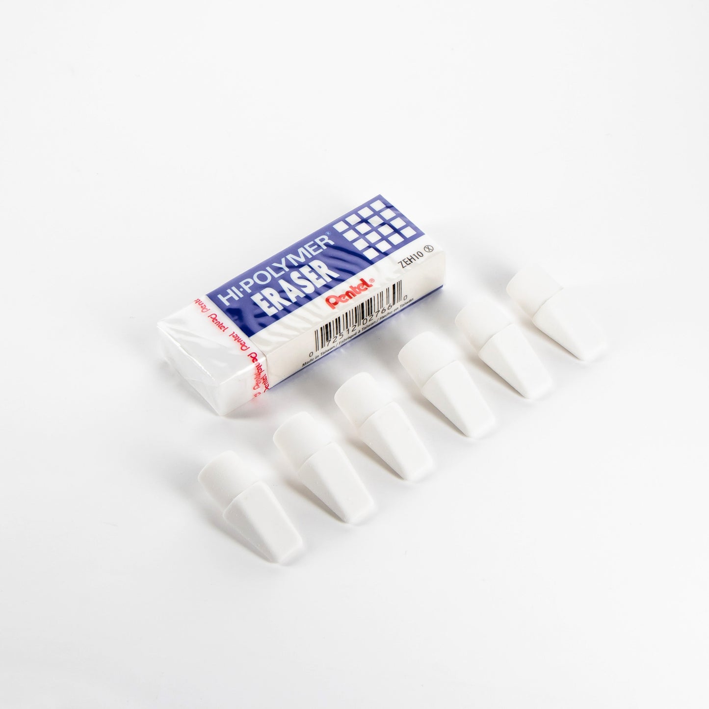 Hi-Polymer Eraser White Assorted Pack (1-large block, 6-caps), 7-Pk (ZEH0210BP7)