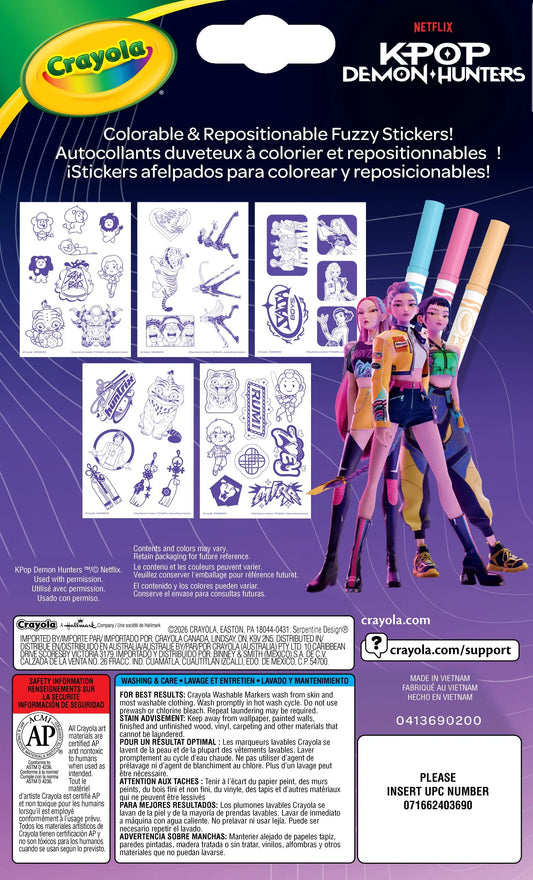 Crayola K-POP Demon Hunters Fuzzy Stickers (04-1369)