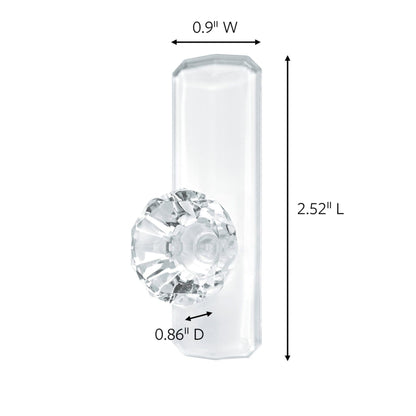 Command Damage-Free Removable Crystal Plastic Knob Hook, 2 Lb Medium, Clear
