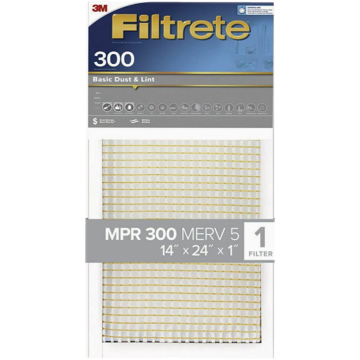 Filtrete™ Electrostatic Air Filter 300MPR 323-4, 14 in x 24 in x 1 in (35.5 cm x 60.9 cm x 2.5 cm)