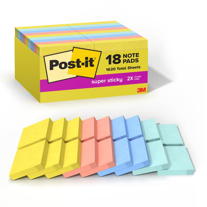 Post-it® Super Sticky Notes 622-18SSJOY-CP, Summer Joy, 100% PEFC, SGSCH-PEFC-COC-110078