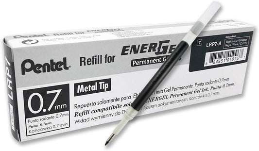 Pentel Refill Ink - For EnerGel PRO Permanent Gel Pen, (0.7mm) Medium Line, Black Ink (LRP7-A)