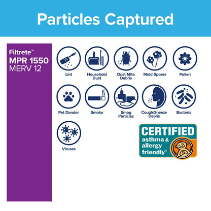 Filtrete™ High Performance Air Filter 1550 MPR NDP03-4S2PK-1E, 20 in x 25 in x 4 in (50.8 cm x 63.5 cm x 10.1 cm)