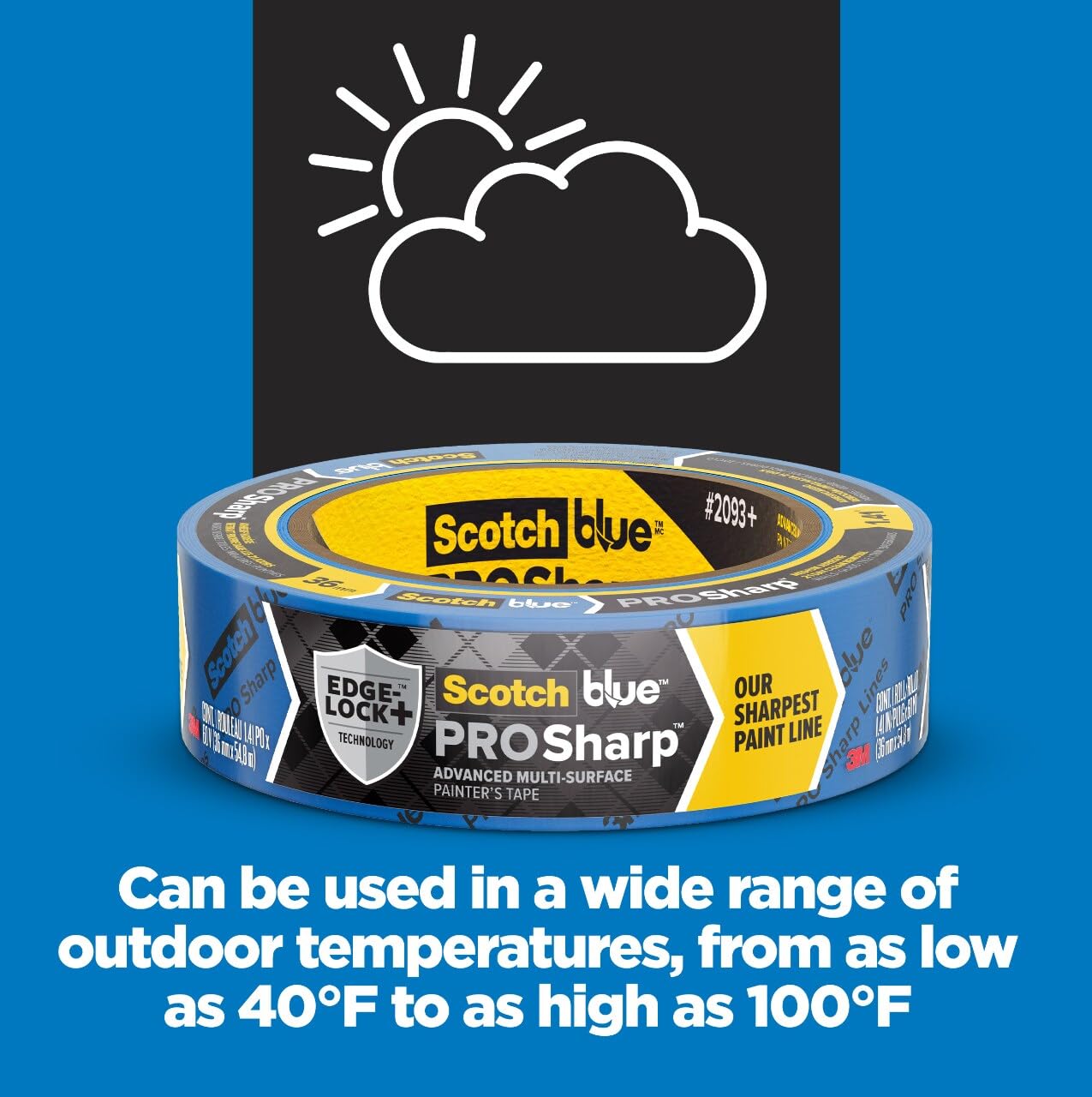 ScotchBlue™ PROSharp™ Painter's Tape 2093+-36AC3, 1.41 in x 60 yd (36mm x 54.8m), 3 rolls/pack
