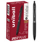 uniball™ 207 Plus+ Retractable Gel Pens, Medium Point (0.7mm), Black, 12 Pack