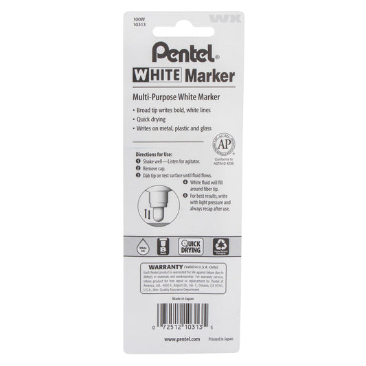 White Marker Permanent Ink Broad Point 1-Pk (100W)