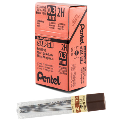 Super Hi-Polymer Lead Refill (0.3mm) Extra Fine, 2H, 12 pcs/Tube (300-2H)