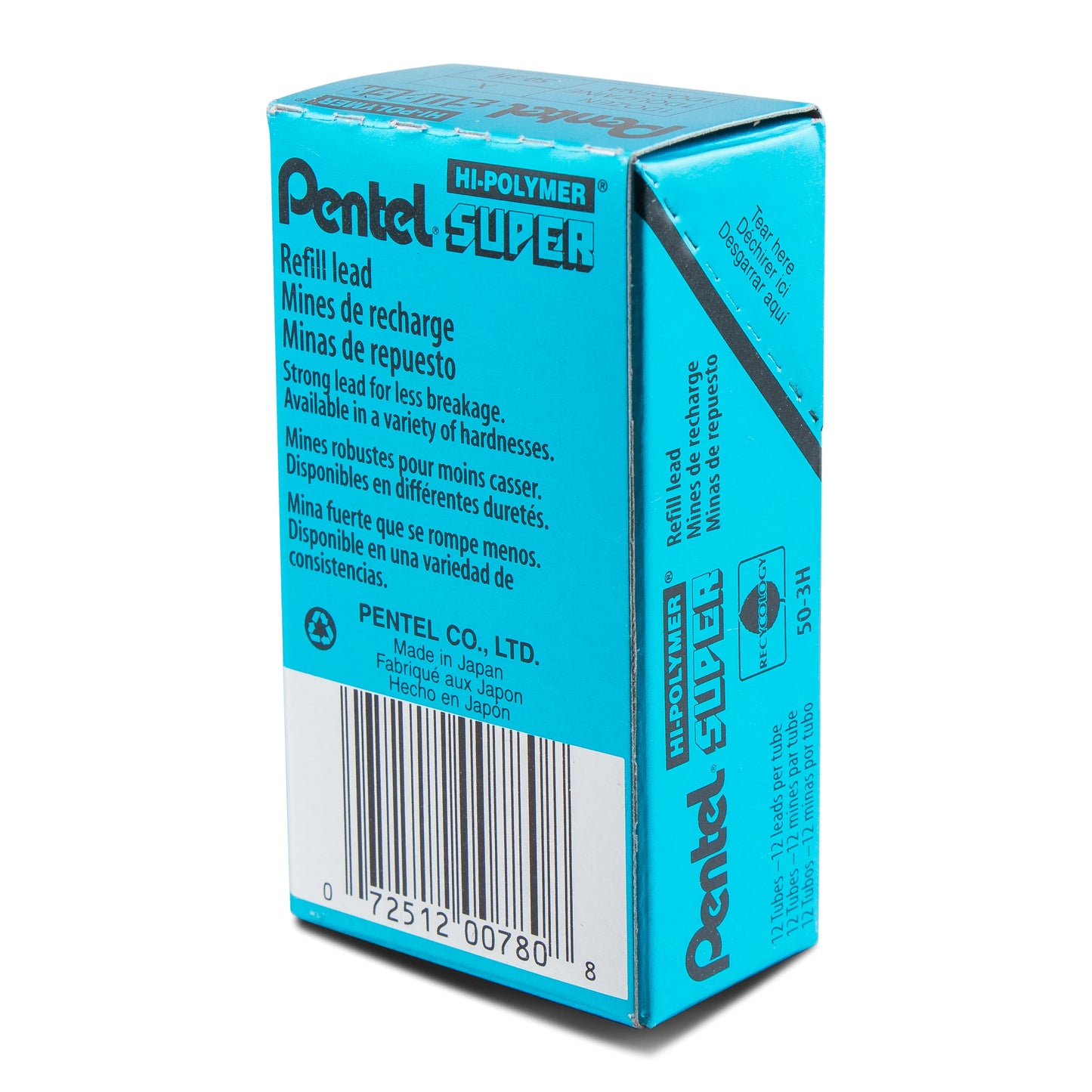 Super Hi-Polymer Lead Refill (0.7mm) Medium, 3H, 12 pcs/Tube (50-3H)