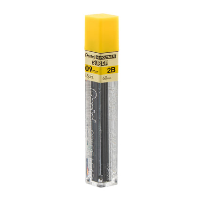 Super Hi-Polymer Lead Refill (0.9mm) Thick, 2B, 15 pcs/Tube (50-9-2B)