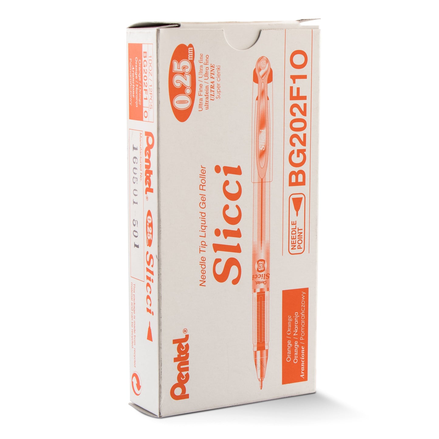 Pentel Arts Slicci (0.25mm) Extra Fine Gel Pen - Orange Ink (BG202-F1)