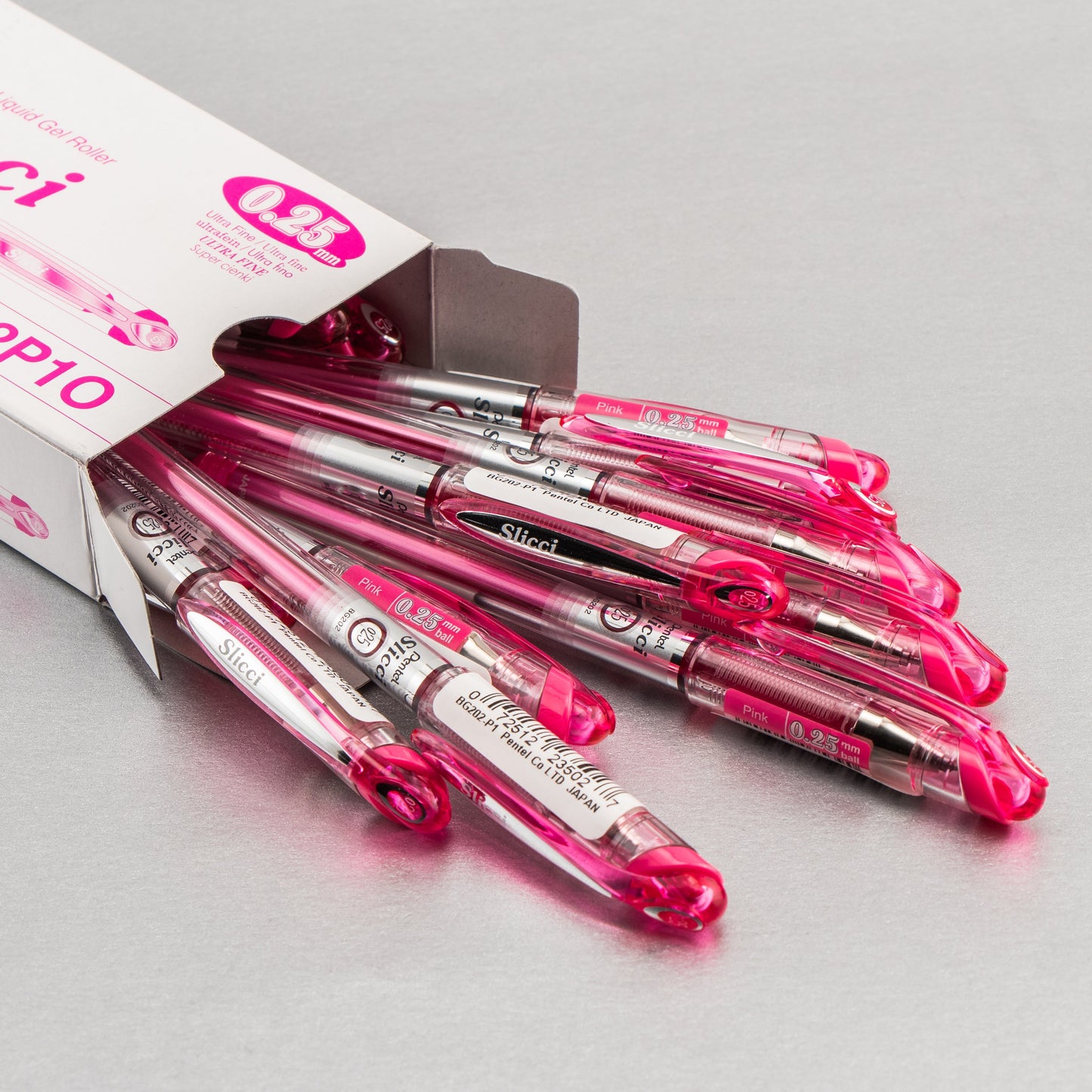 Pentel Arts Slicci (0.25mm) Extra Fine Gel Pen - Pink Ink (BG202-P1)
